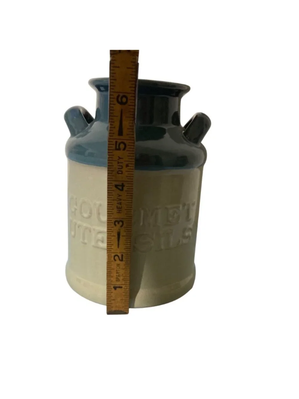 Milk Can Gourmet Utensil Blue Kitchen Redware Container Crock